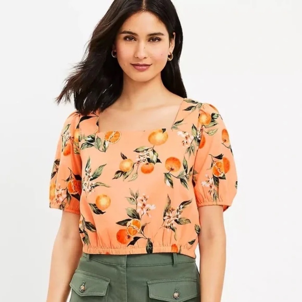 Loft Orange Harvest Criss Cross back cropped top‎ Size SP